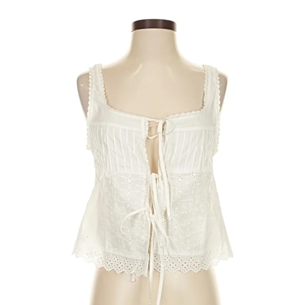 By Together White Lace-Up Blouse